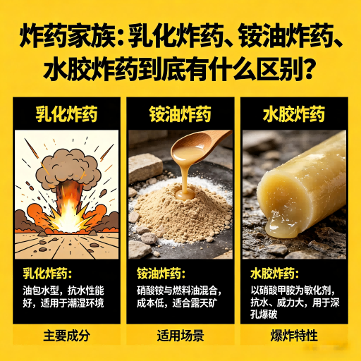 仁布炸药家族：乳化炸药、铵油炸药、水胶炸药到底有什么区别？